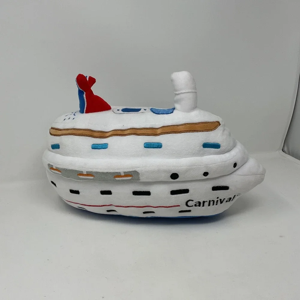 Carnival Cruise Line Plush Toy Ship Souvenir White Red Blue 12 Inch